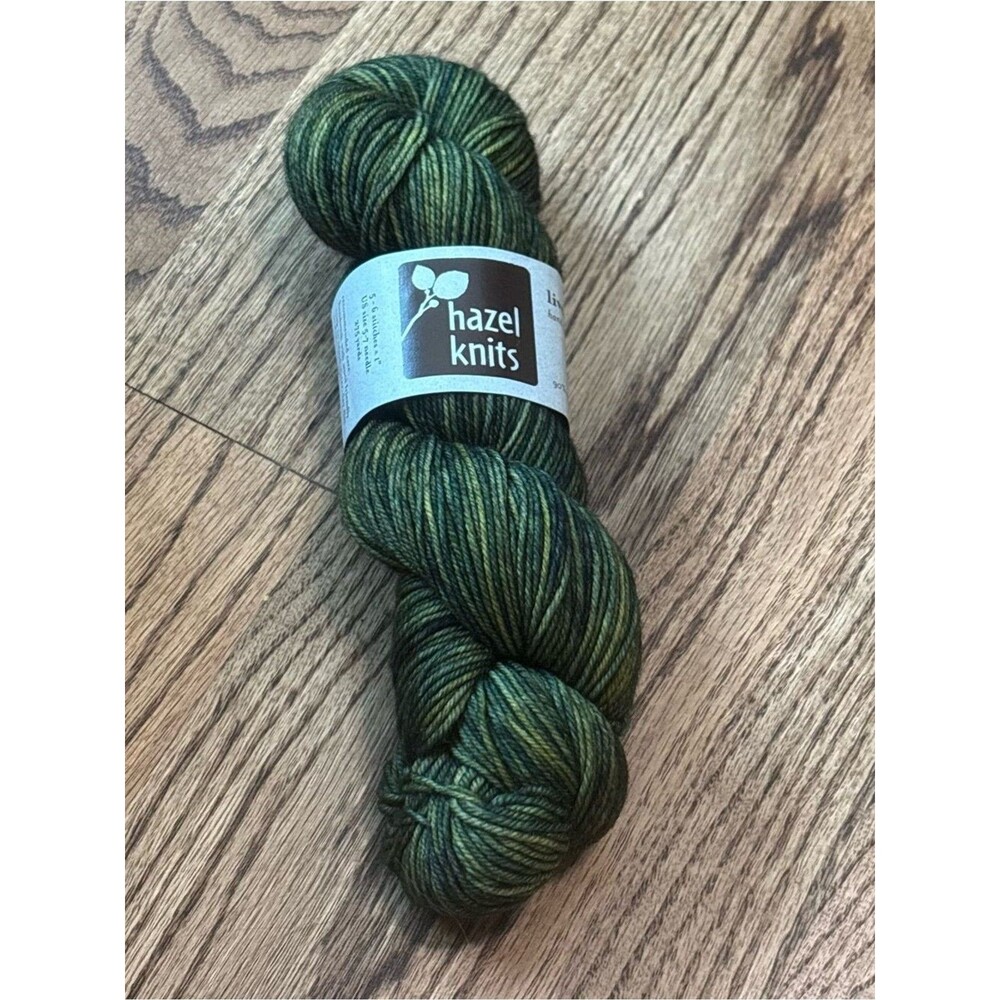 Hazel Knits Hand-Dyed Yarn Tonal Green Lively DK Weight Woodland Wool Nylon NWT